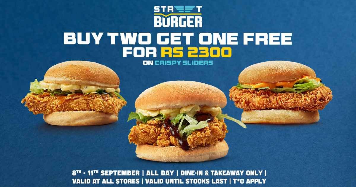 Buy 2 Get 1 Free on Crispy Sliders for 2300 